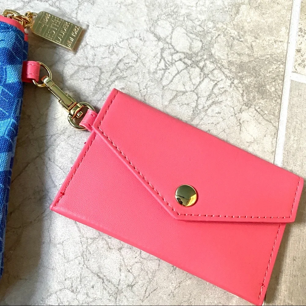 ESTEE LAUDER Cosmetic Makeup Pouch zipper Bag TRAVEL THEME with Card Holder case